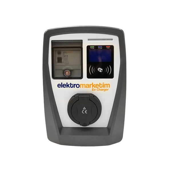 Elektrikli Wallbox Araç Şarj İstasyonu EMEV 22 kW 3 Faz Type-2 Soket Duvar Tip Mobil Uygulama RFID ürün görseli