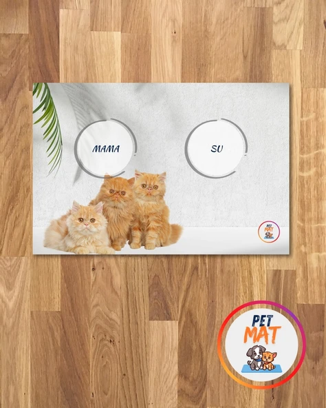 Petmat Kedi Mama Paspası , Kaymaz Taban , Yıkanabilir , Evcil Hayvan Paspası 021-B