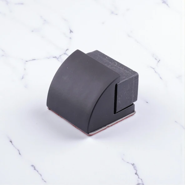 Metal Kapı Stoperi Siyah Oval Model Güçlü Yapışkanlı Kauçuk Başlıklı Kapı Tamponu Durdurucu Koruyucu - Resim 5