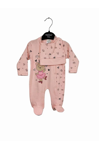 Melish Bebe Baskılı Kız Bebek Tulum Seti 2'li - 1