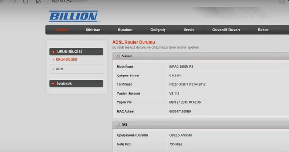 BİLLİON WİRELESS-N ADSL2+ FİREWALL ROUTER BİPAC 5500N R3, 12 V 5 A KABLOSUZ MODEM - Resim 2