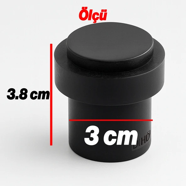 Metal Kapı Stoperi Siyah Düz Model Vidalı Montaj Kauçuk Başlıklı Kapı Tamponu Durdurucu Koruyucu - Resim 3