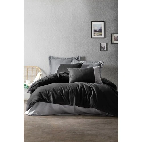 Cotton Box Plain Çift Kişilik Nevresim Takimi Siyah-Gri ürün görseli 1