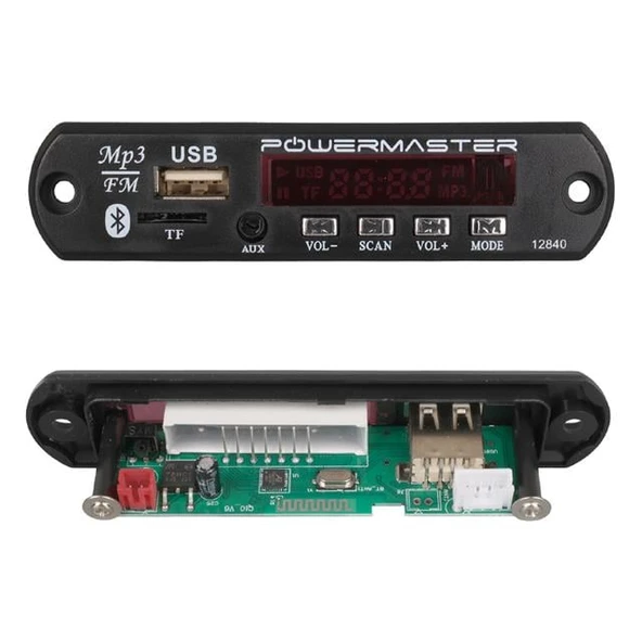 Powermaster M515 Oto Teyp Dijital Player Board USB/AUX/SD/FM/Bluetooth Kumandalı Mikrofonsuz Oto Teyp Çevirici (12V-500MA) - Resim 2