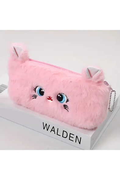 Süper Sevimli Kedi Figürlü Peluş Kalemlik Kalem Kutusu İthal