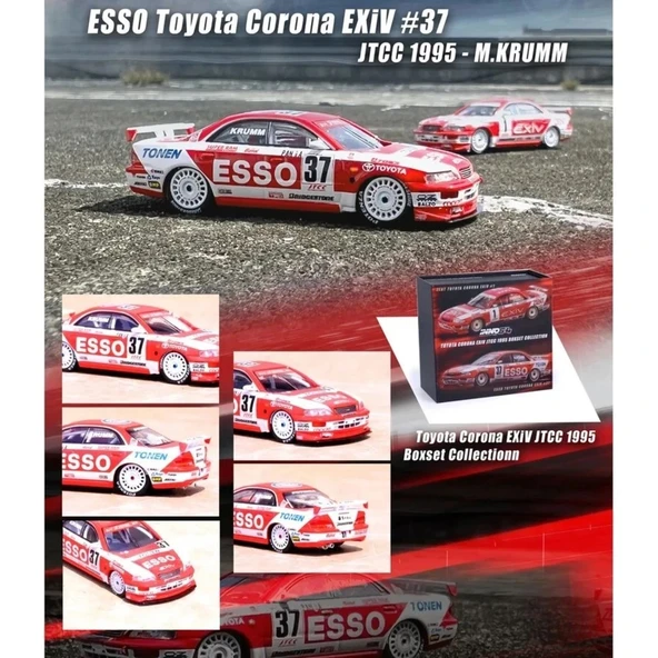 Inno 1:64 Toyota Corona Exin #1 ''ZENT'' JTTC 1995 M.SEKIYA & #37 ''ESSO''M.KRUMM Boxset Collection - Resim 4