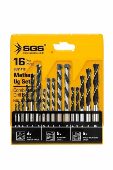 Sgs Ahşap-Metal- Beton Matkap Ucu Seti 16 Parça ürün görseli 1