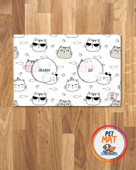Petmat Kedi Mama Paspası , Kaymaz Taban , Yıkanabilir , Evcil Hayvan Paspası 022-B
