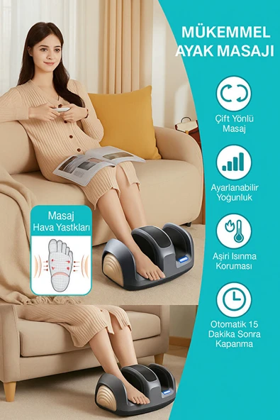 Ayak Masaj Aleti Isıtmalı, Çift Yönlü, Hava Yastıklı, Otomatik Kapanma - 7