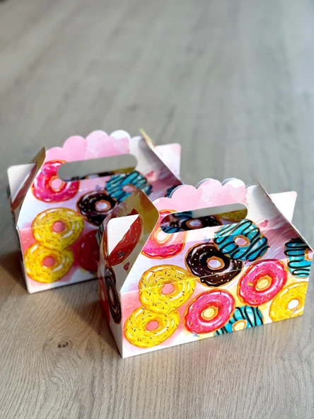 Macaron Kutusu 25 'li El Tutmalı Çanta Doğum Günü Hediye Kutusu Pasta Kutusu - 7