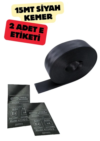 Siyah Renk Emniyet Kemeri 15mt. (Etiket Hediyeli)