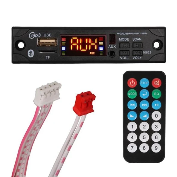 Powermaster M517 Oto Teyp Dijital Player Board USB/AUX/SD/FM/Bluetooth Kumandalı Mikrofonsuz Çevirici (12V-500MA) ürün görseli 1