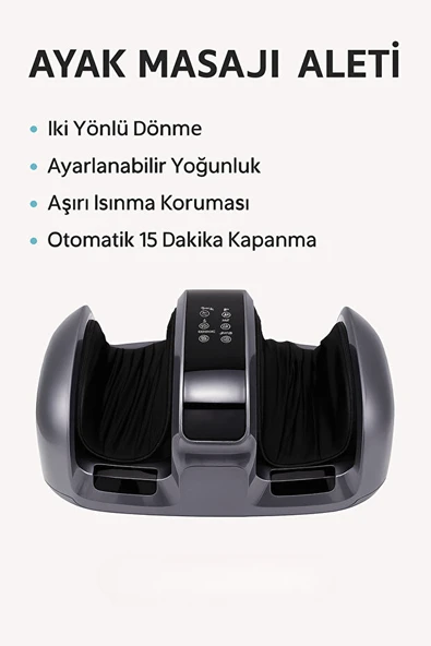 Ayak Masaj Aleti Isıtmalı, Çift Yönlü, Hava Yastıklı, Otomatik Kapanma