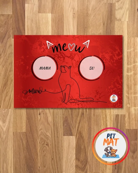 Petmat Kedi Mama Paspası , Kaymaz Taban , Yıkanabilir , Evcil Hayvan Paspası 027-K
