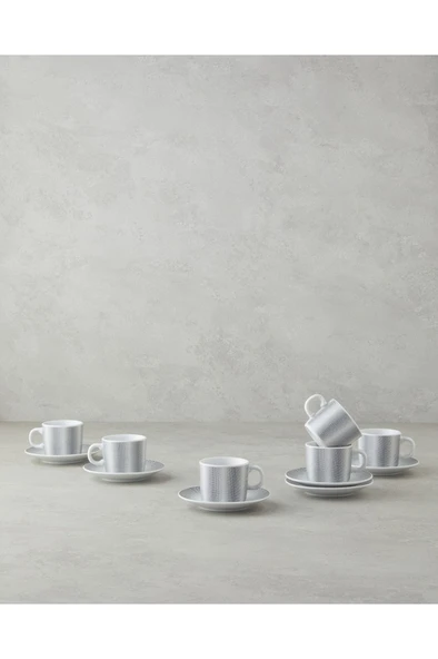 Elisa Porselen Kahve Fincan Takımı 12 Parça 6 Kişilik Siyah