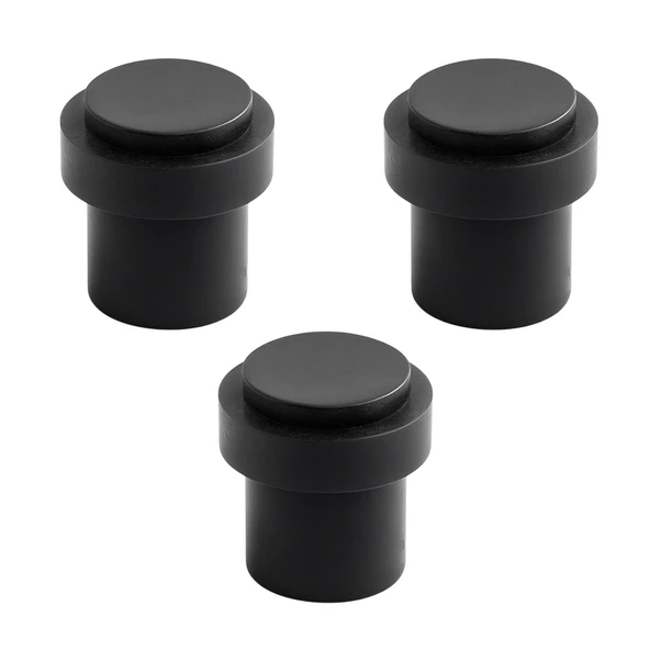 Siyah Metal Kapı Stoperi 3’lü Set Düz Model Vidalı Montaj Kauçuk Kapı Tamponu Durdurucu Koruyucu ürün görseli