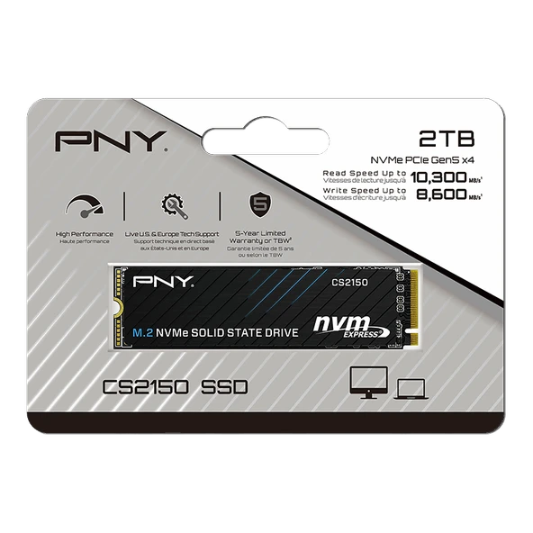 PNY CS2150 2TB  10200/8500 NVMe PCIe Gen5x4 M.2 SSD (M280CS2150-2TB-TB) - 2