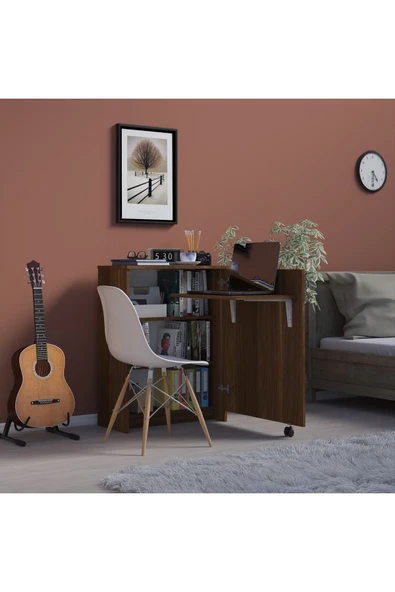 Çalışma Odası Fonksiyonel Kitaplık + Katlanır Masa MD002  Nevada ürün görseli