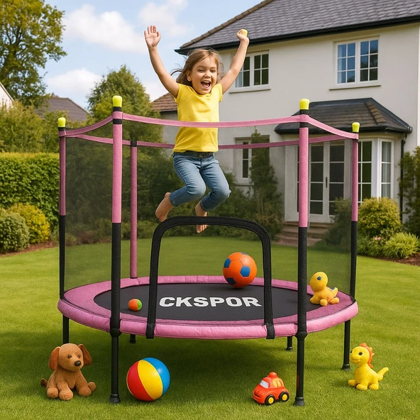 CKSpor Fileli Büyük Boy Trambolin 140 Cm Çap Korumalı Kolay Kurulum CKS448 ürün görseli