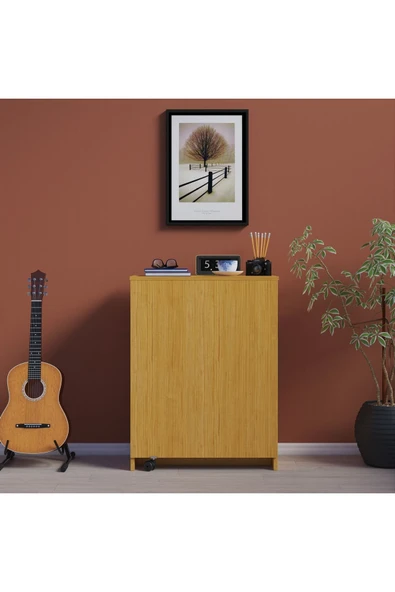 Çalışma Odası Fonksiyonel Kitaplık + Katlanır Masa MD002  Afrika Ceviz - Resim 3