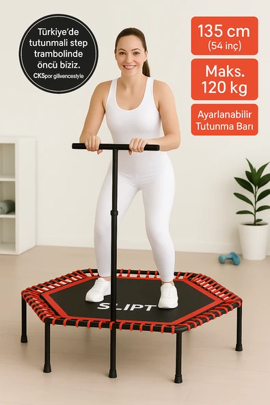 CKSpor Tutunmalı Trambolin 135 Cm ''(54 Inç) Tutunmalı Step Trambolin Egzerisiz Trambolini