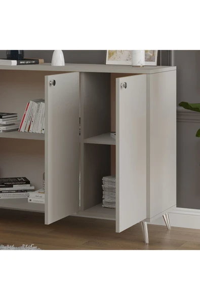 4 KAPAKLI KONSOL  Kül Gri - Resim 4