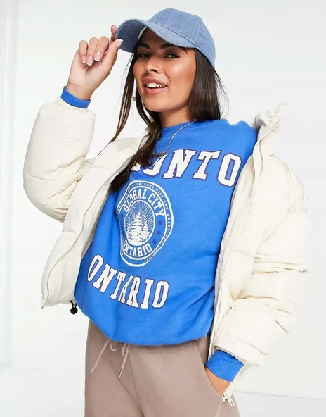 Pull & Bear Dik yakalı şişme mont ürün görseli