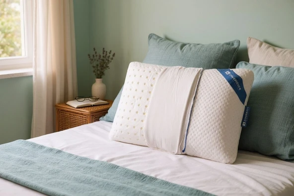 Uykumanya Comfort Series Pure Lateks Yastık Mite-Free Pamuk Beyaz Kılıf 60x40/15cm - 2