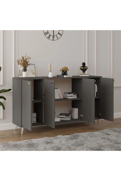 4 KAPAKLI KONSOL  Antrasit - Resim 2