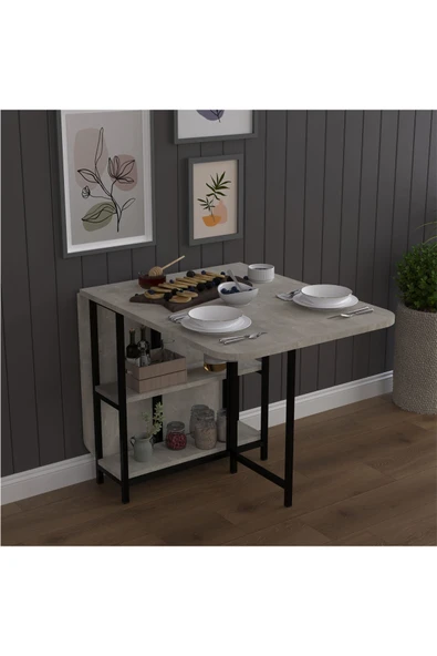 Asra Trend Metal Gövde Katlanır Mutfak Yemek Çalışma Masası, 155×75×70 cm, KM-31 RETRO GRİ ürün görseli