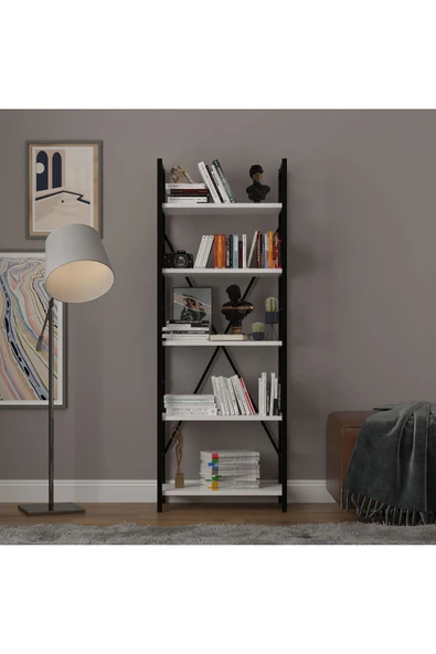 6 RAFLI METAL KİTAPLIK TEK MODÜL  Beyaz ürün görseli