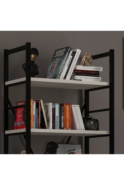 6 RAFLI METAL KİTAPLIK TEK MODÜL  Kül Gri - Resim 3
