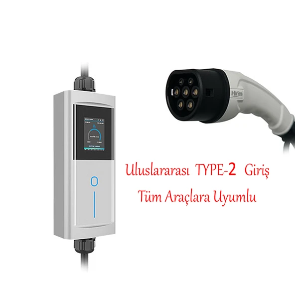 Taşınabilir Elektrikli Wallbox Araç Şarj Dönüştürücüsü Cihaz 22 kW Type-2 Soket Mobil Uygulamalı - Resim 6