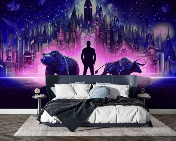 Fantastik Ayı ve boğa Temalı Duvar Kağıdı - Resim 2