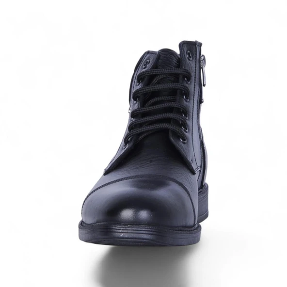 Crısso B485 Siyah Kauçuk %100 Deri Erkek Bot Ayakkabı - Resim 3