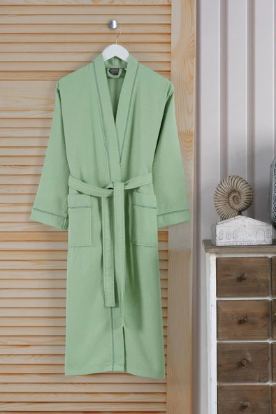 Varol Dama Serisi Kimono Yaka Pike Bornoz Sabahlık - Resim 7