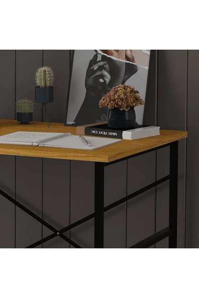 METAL ÇALIŞMA MASASI  Afrika Ceviz - Resim 2