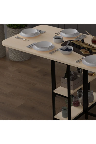 Asra Trend Metal Gövde Katlanır Mutfak Yemek Çalışma Masası, 155×75×70 cm, KM-31  AKÇAAĞAÇ - Resim 6