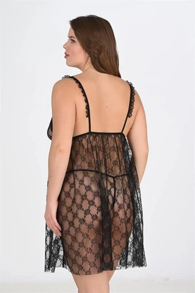 Arias Closet Büyük Beden Siyah Gecelik 3041 ürün görseli 1