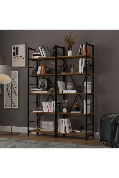 6 RAFLI METAL KİTAPLIK İKİ MODÜL  Nevada - Resim 2