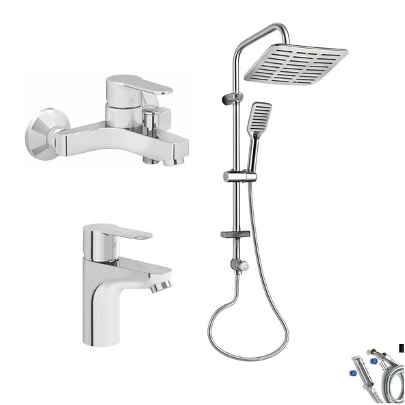 Artema Win S Banyo Bataryası + Lavabo Bataryası + Doppo Siena Lux Tepe Duş Sistemi ürün görseli