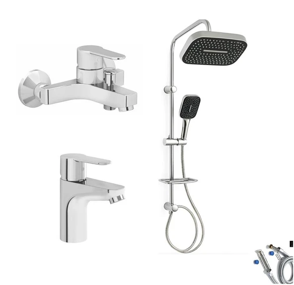 Artema Win S Banyo Bataryası + Lavabo Bataryası + Doppo Prime Lux Tepe Duş Sistemi ürün görseli 1