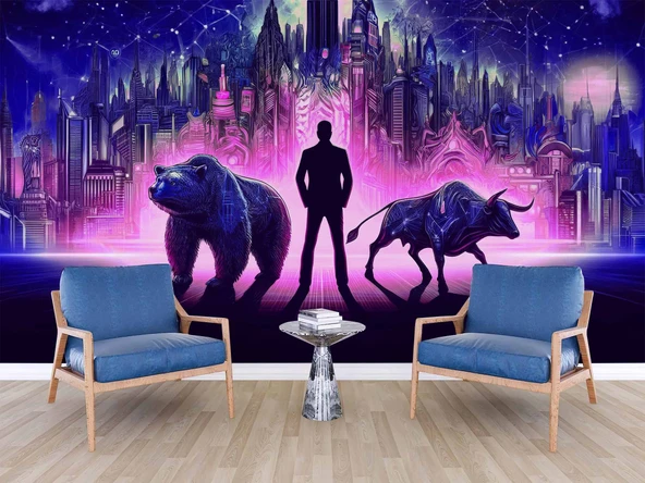 Fantastik Ayı ve boğa Temalı Duvar Kağıdı - Resim 5