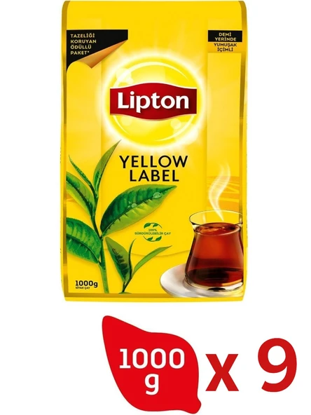 Lipton Yellow Label Dökme Siyah Çay 1000 gr x 9 Adet
