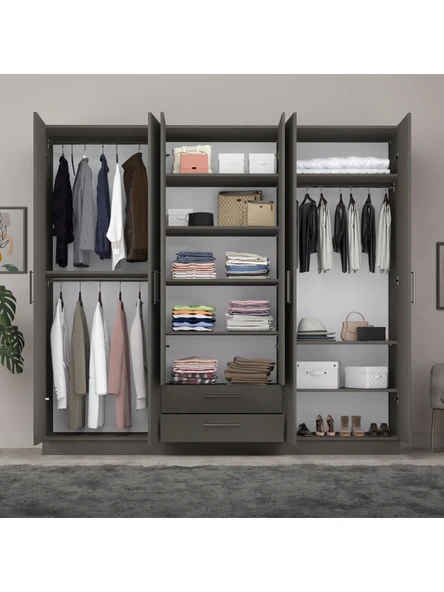 6 Kapaklı Gardırop 240cm  ANTRASİT - Resim 2
