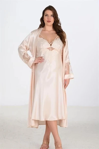 Arias Closet 2li Fildişi Sabahlık Takımı Bigsize 6222 - 1
