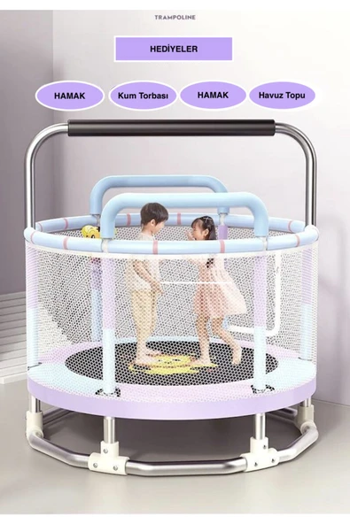 CKSpor 150 Cm 60 Inç Güvenlik Fileli Büyük Boy Çocuk Trambolini Ekstra Hediyeli Trambolin CKS68