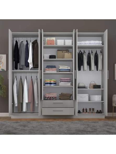 6 Kapaklı Gardırop 240cm  KÜL GRİ - Resim 2