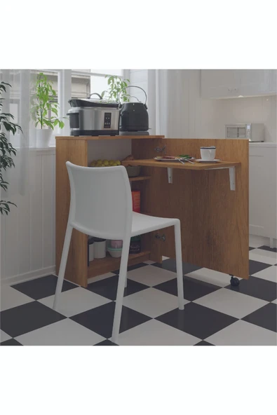 Mutfak Fonksiyonel Kiler Dolabı  Katlanır Masa  Petra - Resim 2