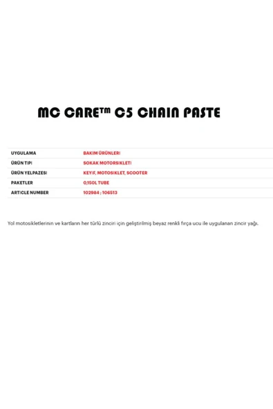 Motul C5 Chain Paste Motosiklet Zincir Yağlama Ve Bakım Kremi - 2